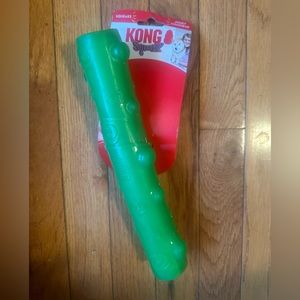 Kong Squeezz Large Squeaky Dog Toy Puncture Proof Fetch Stick 11" EZ-Find Green